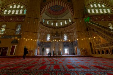 EDIRNE - TURKEY - DECEMBER 24, 2021 : Interior of the Selimiye Mosque. The UNESCO World Heritage Site Of The Selimiye Mosque, Built By Mimar Sinan In 1575