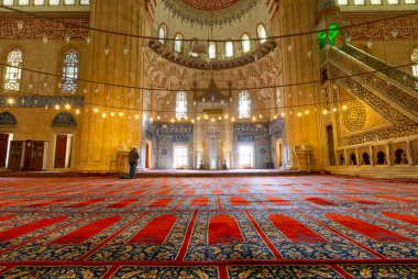 EDIRNE - TURKEY - DECEMBER 24, 2021 : Interior of the Selimiye Mosque. The UNESCO World Heritage Site Of The Selimiye Mosque, Built By Mimar Sinan In 1575