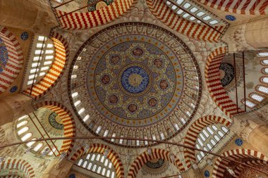 EDIRNE - TURKEY - DECEMBER 24, 2021 : Interior of the Selimiye Mosque. The UNESCO World Heritage Site Of The Selimiye Mosque, Built By Mimar Sinan In 1575