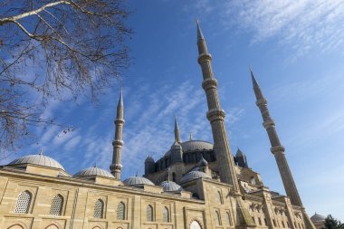 Edirne 'de Selimiye Camii dış görünüşü. Edirne Osmanlı İmparatorluğu 'nun başkentiydi..