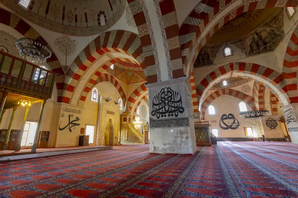 Edirne, Turkey - December 24, 2021 : 15th century Old Mosque (Eski Camii), beautiful early Ottoman architecture