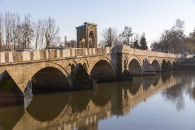 Tunca bridge over Tunca river and Selimiye Mosque inEdirne
