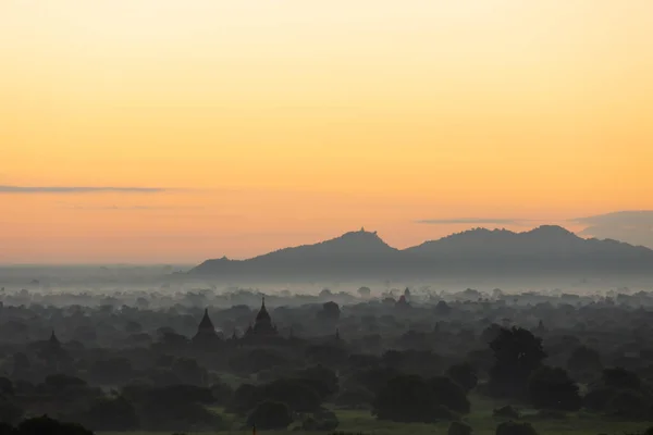 Groep Oude Pagodes Bagan Bij Zonsondergang Myanmar — Stockfoto