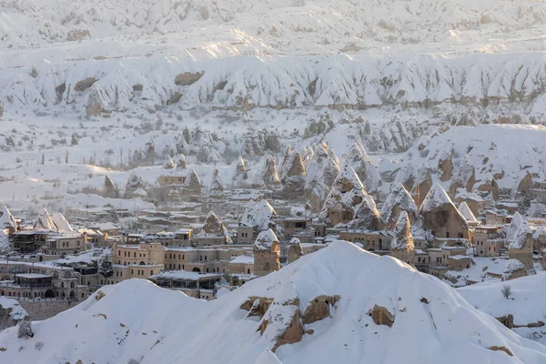 Taubental Und Höhlenstadt Goreme Winter Kappadokien Türkei Freilichtmuseum Goreme Nationalpark — Stockfoto