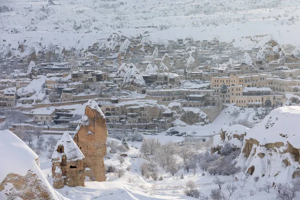 Taubental Und Höhlenstadt Goreme Winter Kappadokien Türkei Freilichtmuseum Goreme Nationalpark — Stockfoto