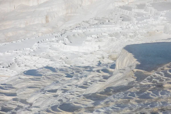 Carbonato Travertina Las Piscinas Naturales Durante Puesta Del Sol Pamukkale —  Fotos de Stock