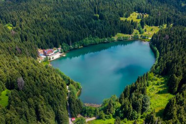 Savsat Karagol lake is a large trout lake in the forest in Artvin