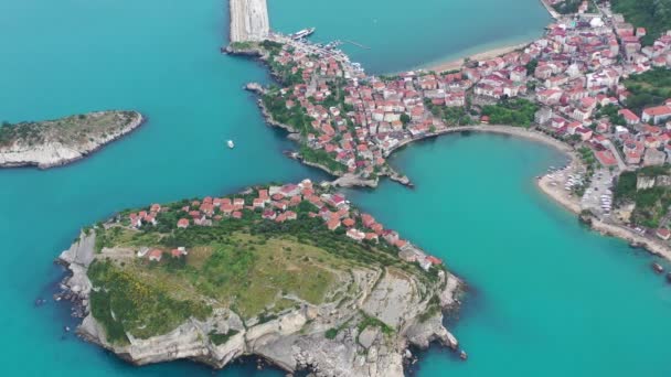 Hermoso Paisaje Urbano Las Montañas Sobre Mar Negro Amasra Amasra — Vídeos de Stock