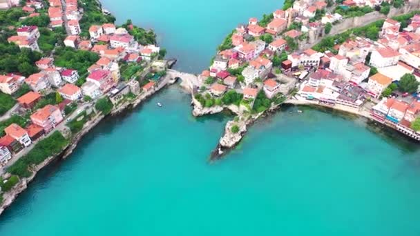 Hermoso Paisaje Urbano Las Montañas Sobre Mar Negro Amasra Amasra — Vídeos de Stock