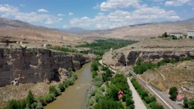 Kemah district city entrance. View of Sultan Melik Tomb, Erzincan, Turkey