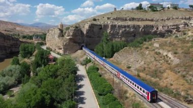 Kemah district city entrance. View of Sultan Melik Tomb and Eastern Express, Erzincan, Turkey