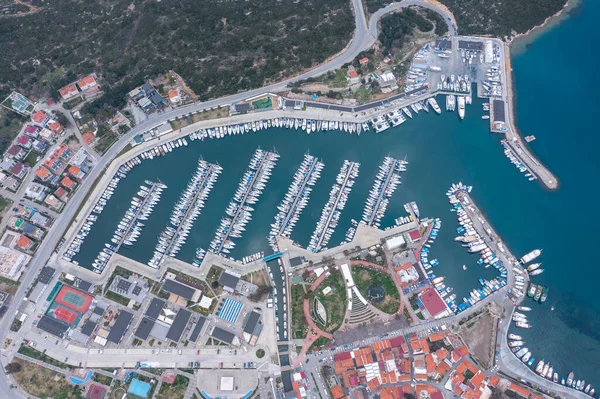 Sigacik harbour and castle view. Sigacik is populer tourist attraction in Turkey.