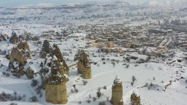 Pigeon Valley Cave Town Goreme Winter Time Cappadocia Turkey — Vídeo de stock