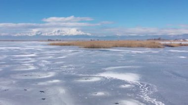 Beyehir Lake and its frozen state, Konya, Turkey