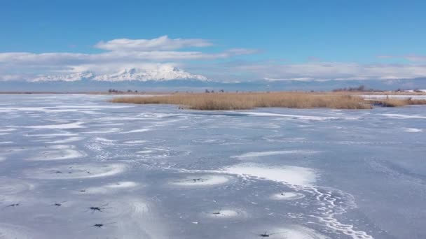 Beyehir Lake Its Frozen State Konya Turkey — Vídeo de stock