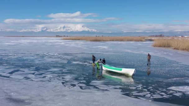 Beysehir Lake Its Frozen State Konya Turkey — Stockvideo