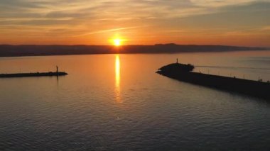 sunset istanbul province Sile district fishermen return to the harbor
