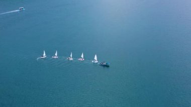 sigacik, izmir, turkey, march 4, 2022: small sailing training and blue sea, 