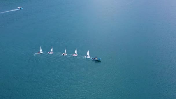 Sigacik Izmir Turkey March 2022 Small Sailing Training Blue Sea — 비디오