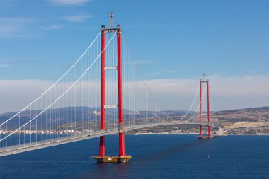 İki kıtayı birbirine bağlayan yeni köprü 1915 kanakkale köprüsü (dardanelles köprüsü), Çanakkale, Türkiye