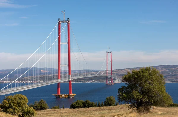 Kıtayı Birbirine Bağlayan Yeni Köprü 1915 Kanakkale Köprüsü Dardanelles Köprüsü — Stok fotoğraf