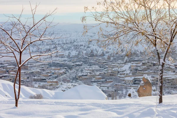 Pigeon Valley Cave Town Goreme Winter Time Cappadocia Turkey — Zdjęcie stockowe