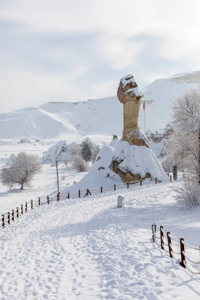 Pigeon Valley Cave Town Goreme Winter Time Cappadocia Turkey — Zdjęcie stockowe