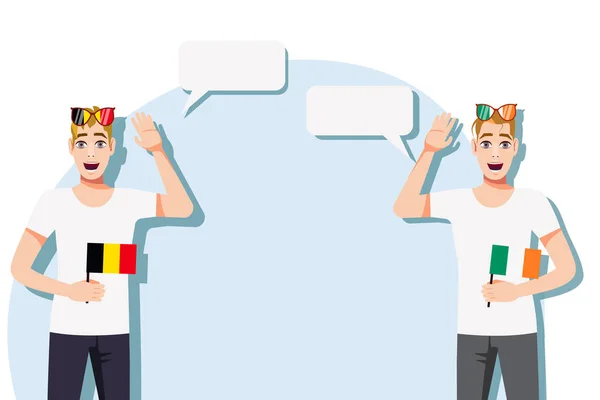 Illustration Vectorielle Personnes Parlant Les Langues Belgique Irlande Illustration Traduction — Image vectorielle