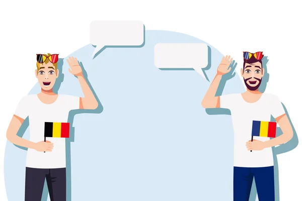 Άνδρες Βελγικές Και Ρουμανικές Σημαίες Ιστορικό Του Κειμένου Έννοια Των — Διανυσματικό Αρχείο