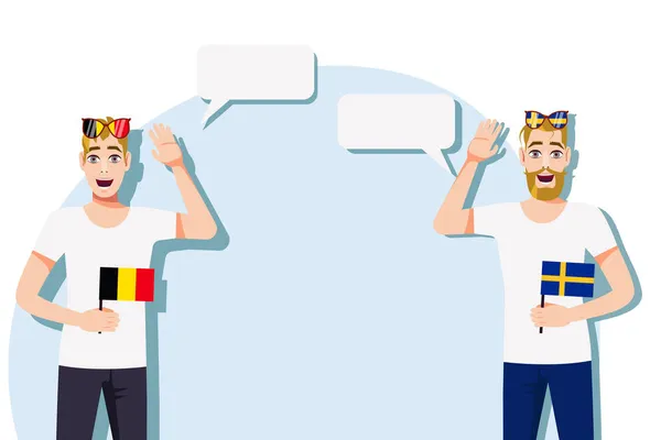 Vektorové Ilustrace Lidí Kteří Mluví Jazyky Belgie Švédska Ilustrace Překladu — Stockový vektor