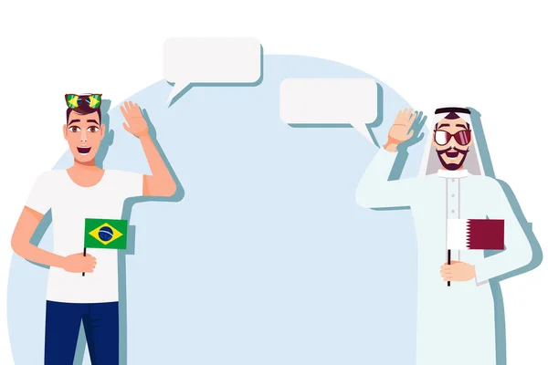 Ilustración Vectorial Personas Que Hablan Los Idiomas Brasil Qatar Ilustración — Archivo Imágenes Vectoriales