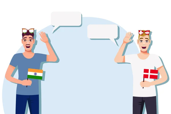 Pria Dengan Bendera India Dan Denmark Latar Belakang Untuk Teks - Stok Vektor