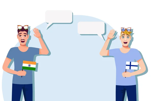 Vektorillustration Von Menschen Die Die Sprachen Indiens Und Finnlands Sprechen — Stockvektor