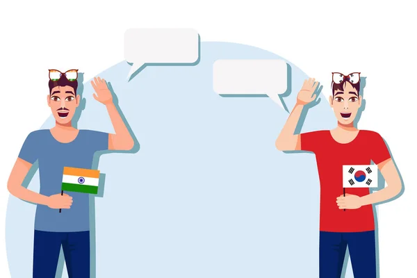 Vector Illustratie Van Mensen Die Talen Van India Zuid Korea — Stockvector