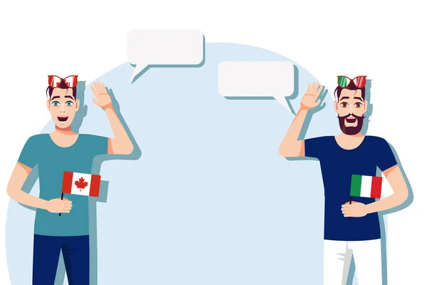 캐나다와 이탈리아의 깃발을 텍스트를 캐나다와 이탈리아의 토착어들 의사소통 일러스트 — 스톡 벡터
