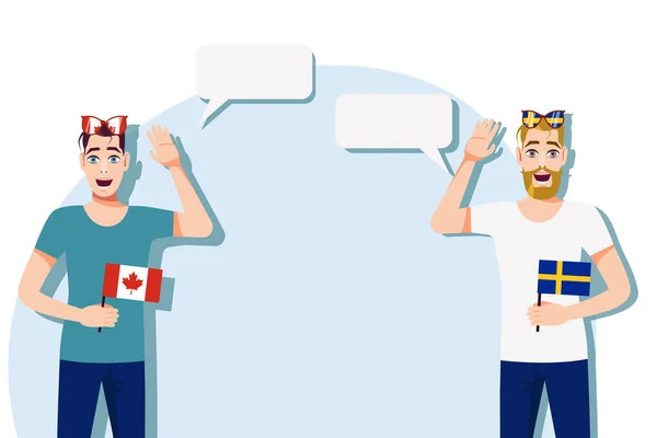 Vector Illustratie Van Mensen Die Talen Van Canada Zweden Spreken — Stockvector