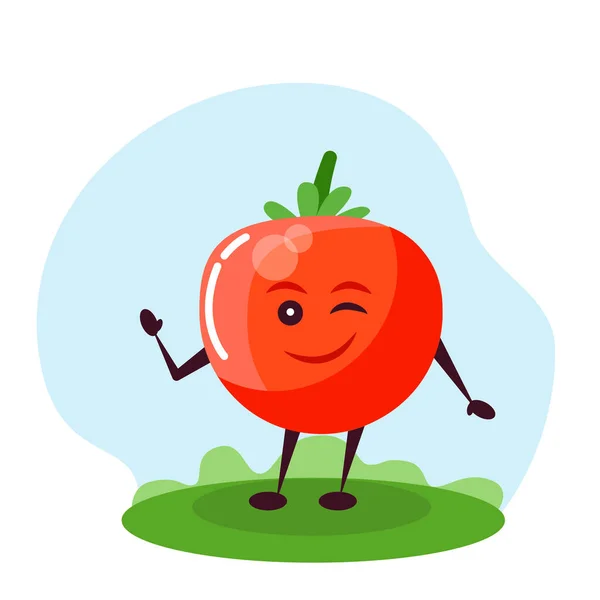Funny Tomato Character Vector Illustration Cartoon Style Children — Stock Vector