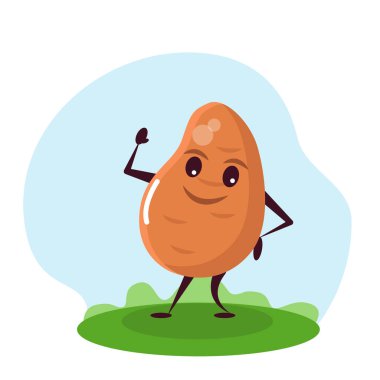 Komik patates karakteri. Çocuklar için çizgi film tarzında vektör illüstrasyonu.