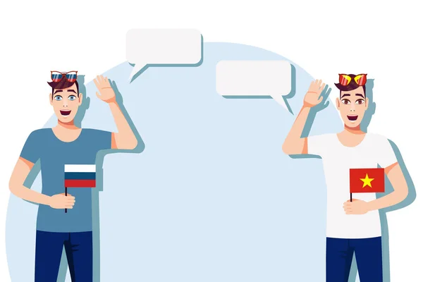 Männer Mit Russischen Und Vietnamesischen Fahnen Hintergrund Für Den Text — Stockvektor