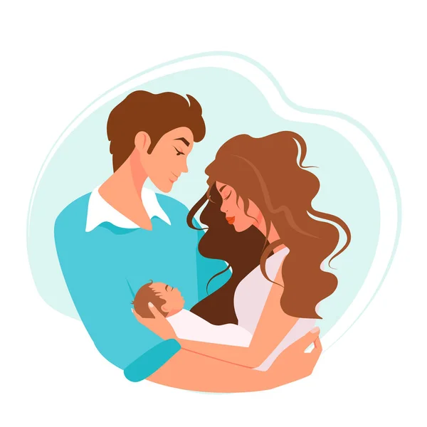 Muž Žena Drží Novorozeně Dítě Rodina Láska Výchova Vektorová Ilustrace — Stockový vektor