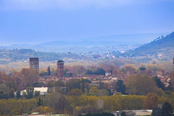 Vue Ville Lucques Italie Depuis Sommet Montagne — Photo