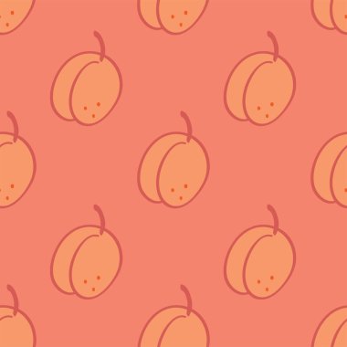 Bej bir arka planda, basit bir el çizimi turuncusu ve basit bir doğrusal elma deseni olan kusursuz desen. sonbahar arkaplanı, kumaş baskısı, kapak, duvar kağıdı