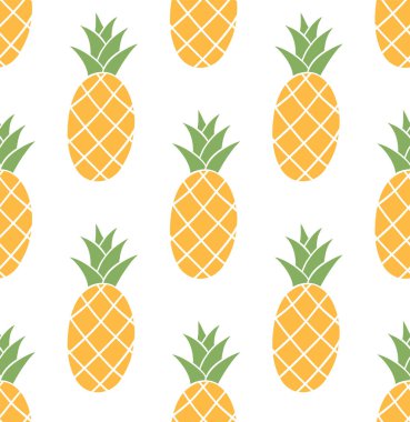 Kusursuz desen, beyaz arkaplanda ananas.