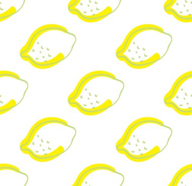 Lemon.  Seamless pattern with white background. Hand drawn ink funny doodle style.