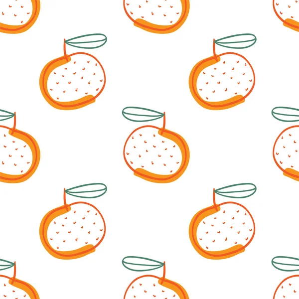 Orange Doodle Fruity Seamless Pattern — Stock Vector