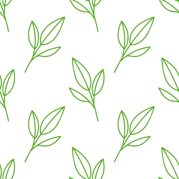 Jednoduché Zelené Listy Elegantní Květinový Bezešvý Vzor — Stockový vektor