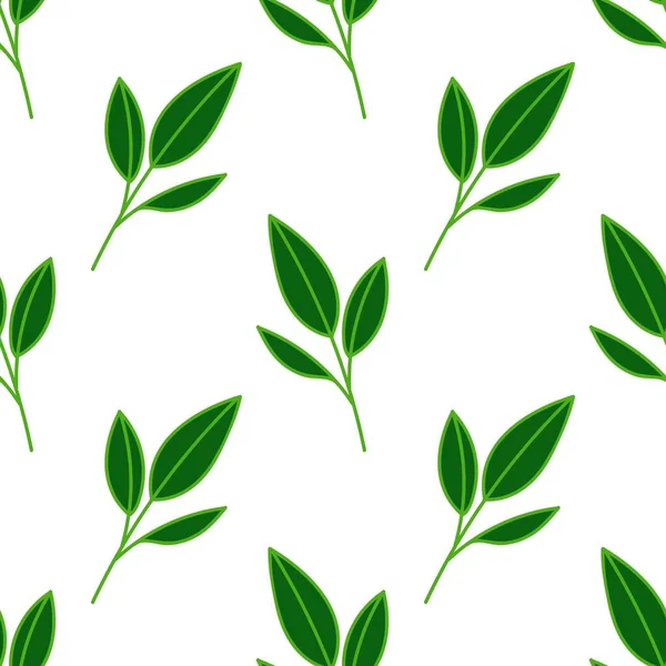 Čerstvé Zelené Listy Bezešvé Květinové Vzory — Stockový vektor