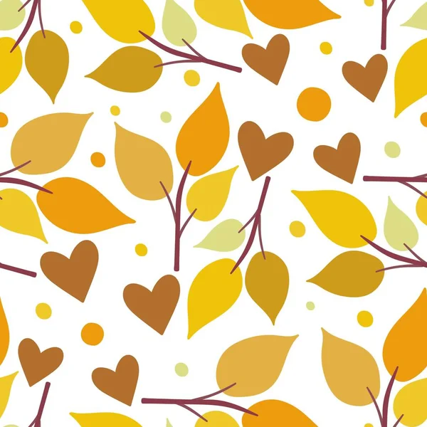 Podzimní Listí Bílém Pozadí Květinový Bezešvý Vzor Oranžovými Větvemi — Stockový vektor