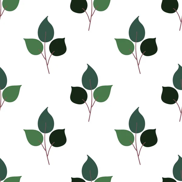 Прекрасные Листья Цветочный Бесшовный Рисунок Зеленый Фон — стоковый вектор