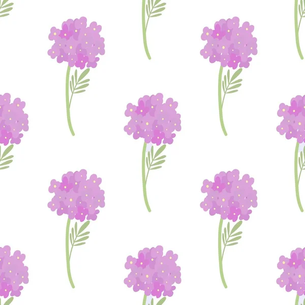 Seamless pattern with fancy purple flowers and leaves.  Springtime in the garden.